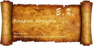 Bonyhai Kriszta névjegykártya
